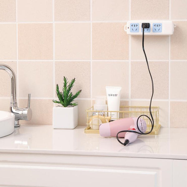 Wall Hanging Punch Free Plug Socket Holder Desk Organizer Accessories Tools